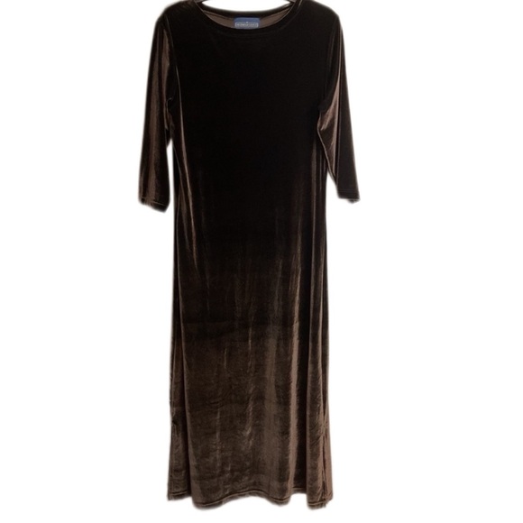 Vintage 90’s Velvet Midi Dress Chocolate Brown crushed grunge Whimsigoth size M - Picture 3 of 8